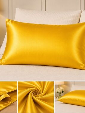 Silky Yellow Satin Pillowcase - Luxury Home Bedding